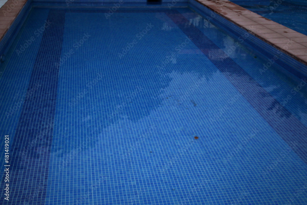 The swimming pool at dusk.