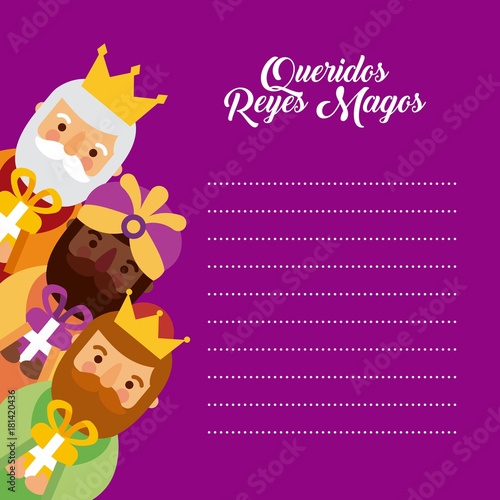 letter to the three kings of orient celebration festivity vector illustration