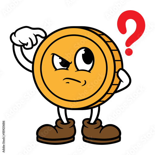 Confused Cartoon Coin Character