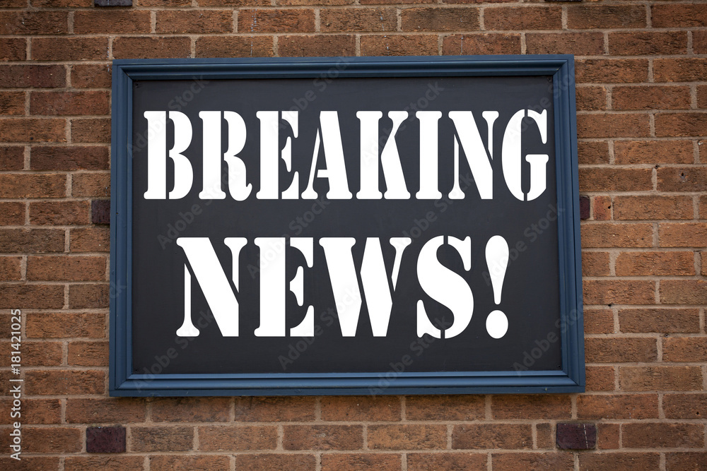 Conceptual hand writing text caption inspiration showing announcement Breaking News. Business concept for Newspaper Breaking News written on frame old brick background with copy space Conceptual hand writing text caption inspiration showing announcement Breaking News. Business concept for Newspaper Breaking News written on frame old brick background with copy space