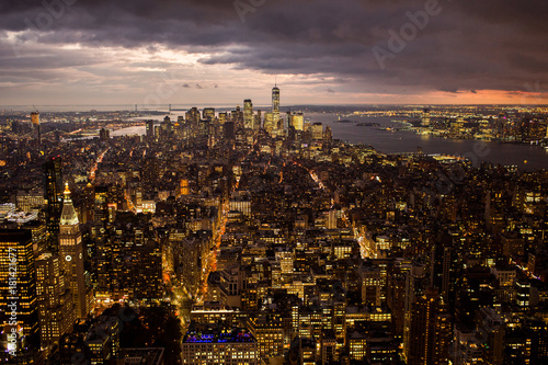 New york city skyline sunset