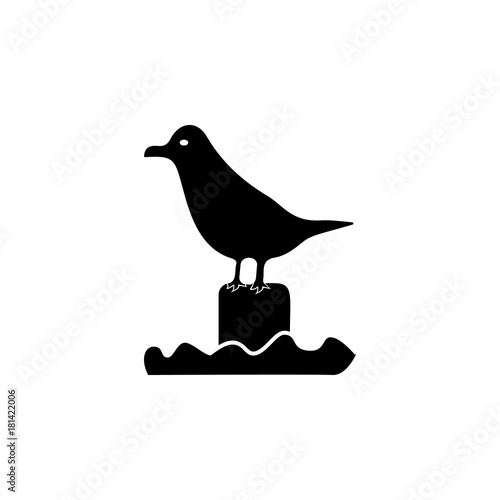 Sea gull sitting on the pier icon. Beach holidays simple icon. Travel element icon. Premium quality graphic design. Signs, outline symbols collection icon for websites, web design