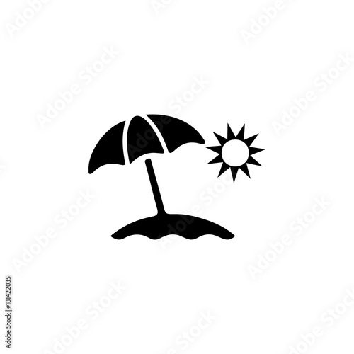 Sun Umbrella Icon. Beach holidays simple icon. Travel element icon. Premium quality graphic design. Signs, outline symbols collection icon for websites, web design