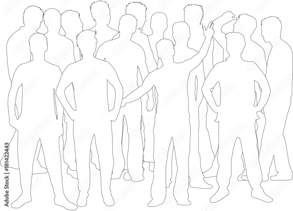Silhouette of a man. Group of people. Silhouette of a man. Group of people.