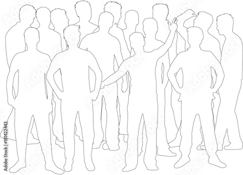 Silhouette of a man. Group of people.