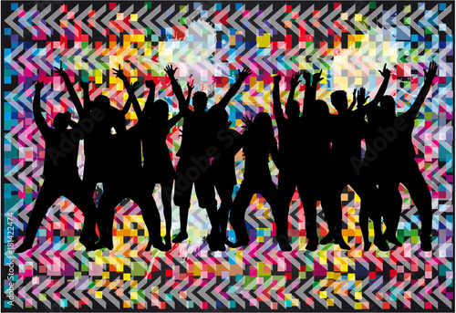 Dancing people silhouettes. Abstract background.