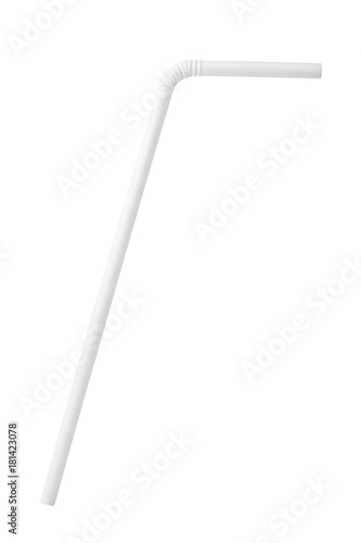 White plastic drinking straw isolated on white background photo