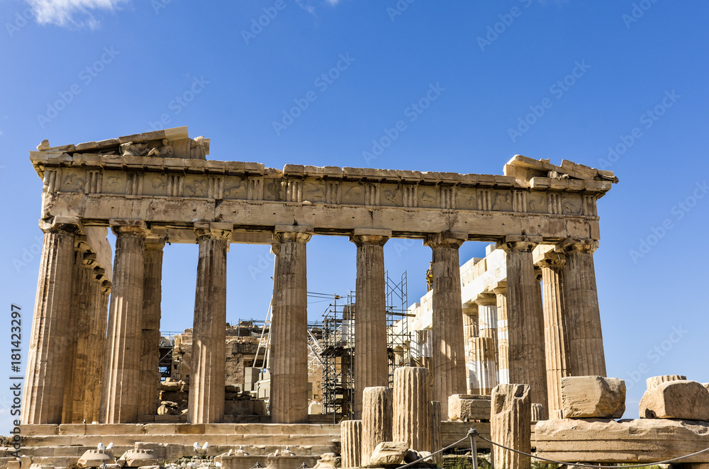 close-up of the parthenon