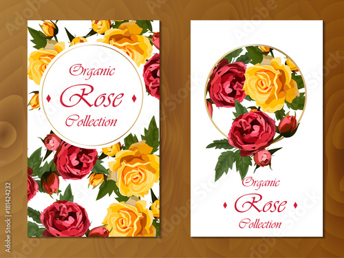 rose card on wooden background photo