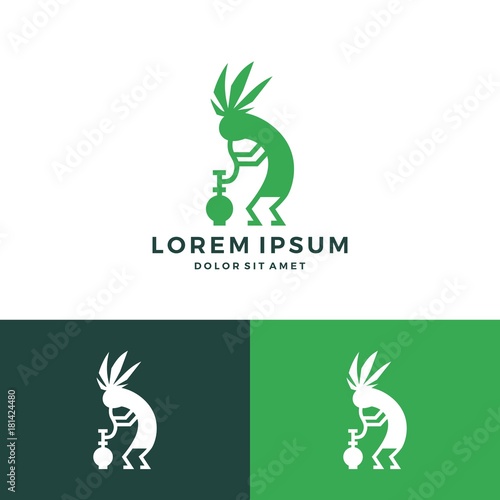 kokopelli cannabis bong weed hemp logo vector download