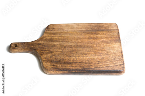 Wood cutting board on white background
