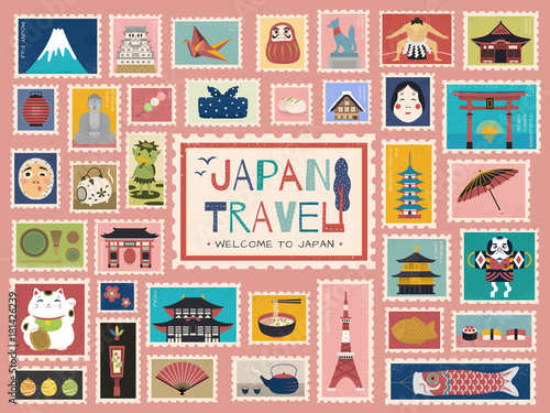Japan Travel concept stamp