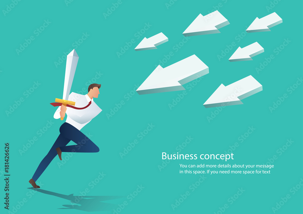 business man attracting arrow icon with sword , business concept vector illustration