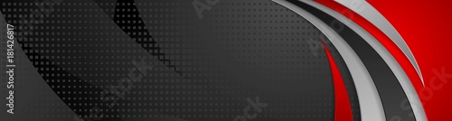 Abstract black and red tech wavy banner design