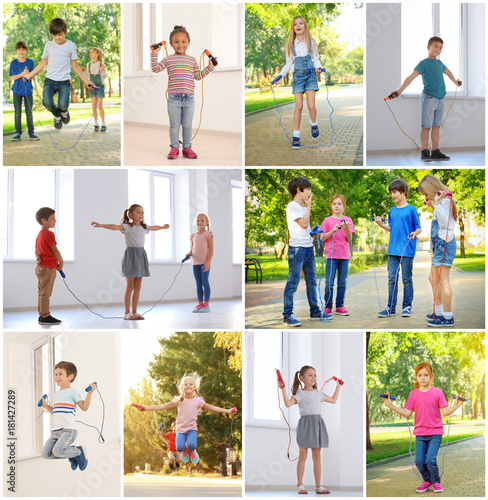 Collage of children with ju...