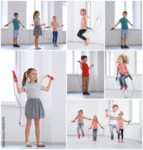 Collage of children with ju...