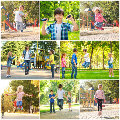 Collage of children with ju...