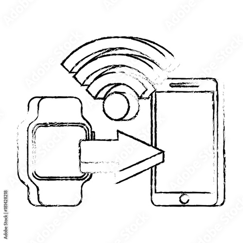 mobile payments with smart watch mobile phone concept of communication technology vector illustration