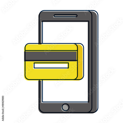 mobile phone online payment shop technology vector illustration