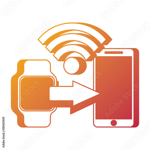 mobile payments with smart watch mobile phone concept of communication technology vector illustration