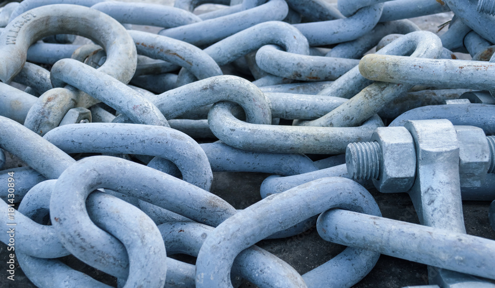 Close up of Anchor chain, Stud link anchor chains, Jumbo chain links. Close up of Anchor chain, Stud link anchor chains, Jumbo chain links.