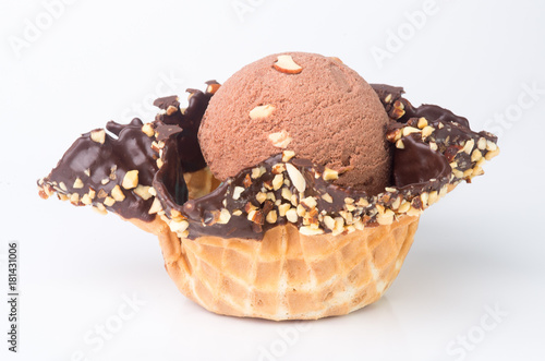 ice cream. Chocolate Ice Cream Scoop on a background photo