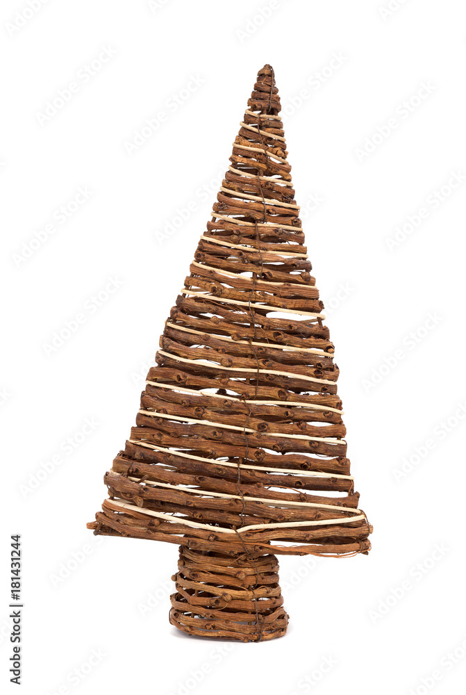 Christmas tree made from natural branches isolated on white background Christmas tree made from natural branches isolated on white background
