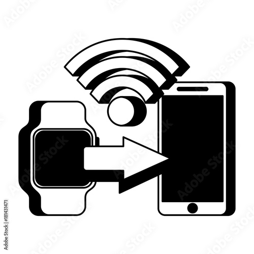 mobile payments with smart watch mobile phone concept of communication technology vector illustration