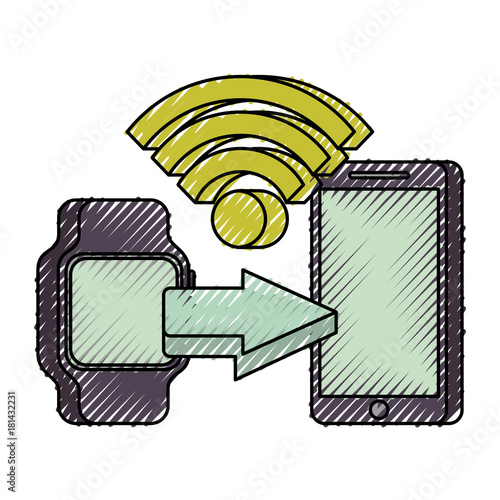 mobile payments with smart watch mobile phone concept of communication technology vector illustration