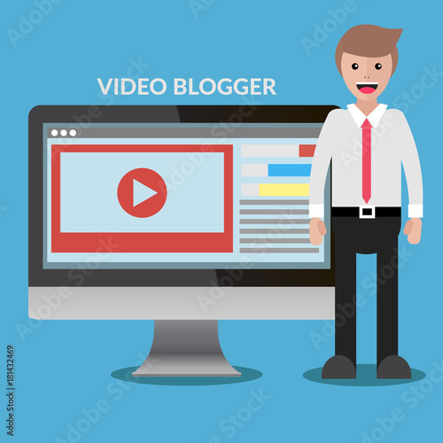 Video blogger flat vector eps 10 design concept