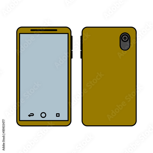 smartphone gadget didigtal front and back view design vector illustration