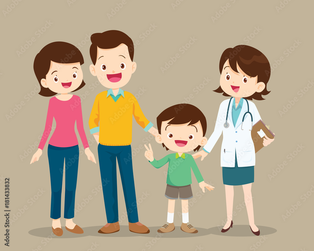 cute family visiting the woman doctor cute family visiting the woman doctor