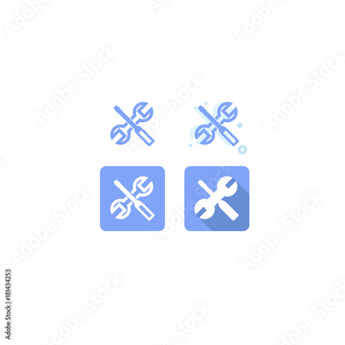 Mechanic tools blue icon. Wrench screw driver mechanic. on white background. vector illustration. logo. web. Symbols