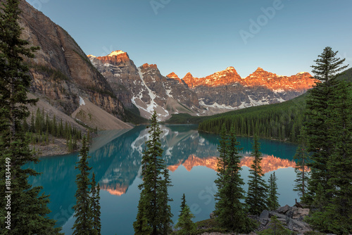 Canadian Rockies view at Moraine Lake in Banff National Park. 