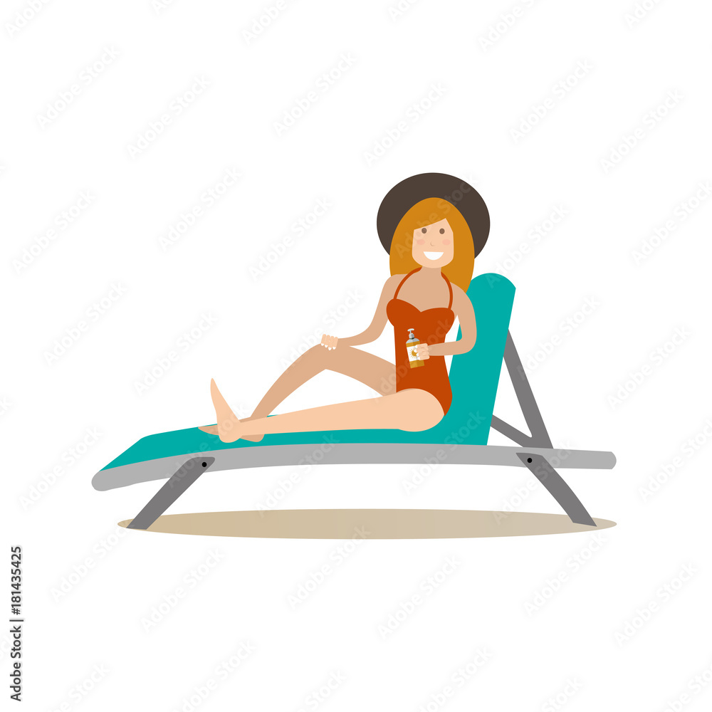 Deckchair vector illustration in flat style Deckchair vector illustration in flat style