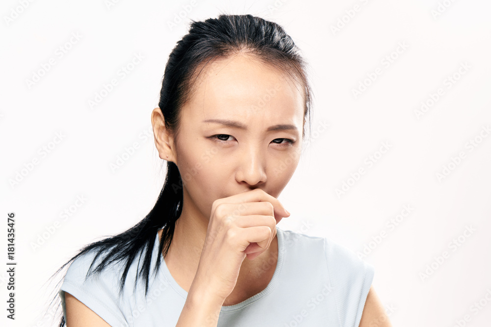 Asian, disease, health, woman on white isolated background Asian, disease, health, woman on white isolated background