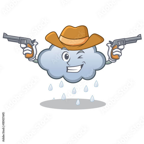 Cowboy rain cloud character cartoon