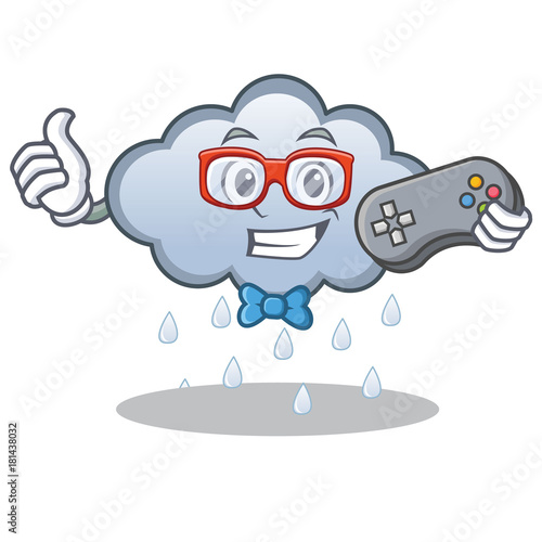 Gamer rain cloud character cartoon