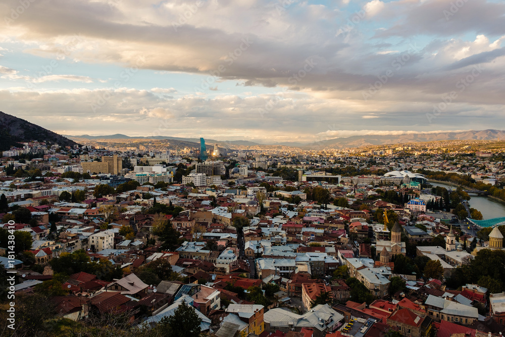 Sunset view of Old Tbilisi from the Mtatsminda hill