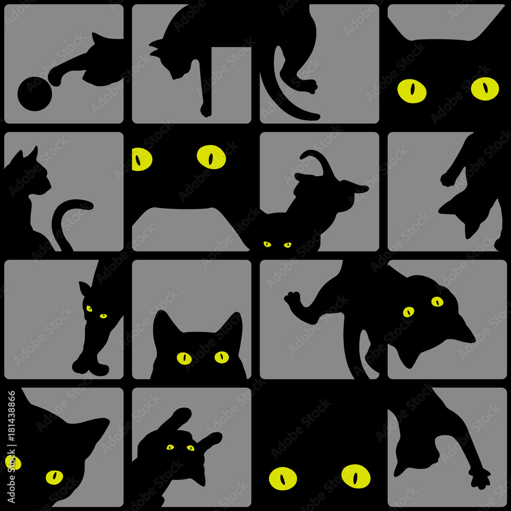 Naklejka Ładny wzór kotów