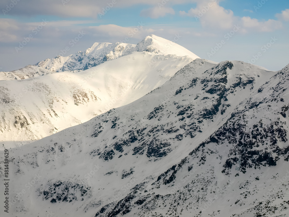Snow covered mountain slopes in Low Tatras, Slovakia