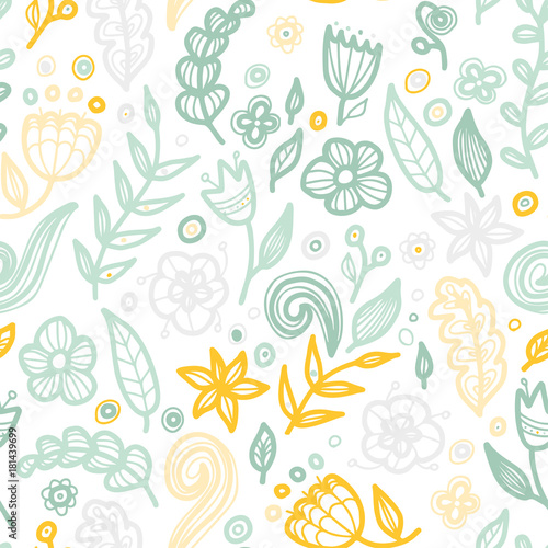 Floral seamless floral pattern in doodle style.
