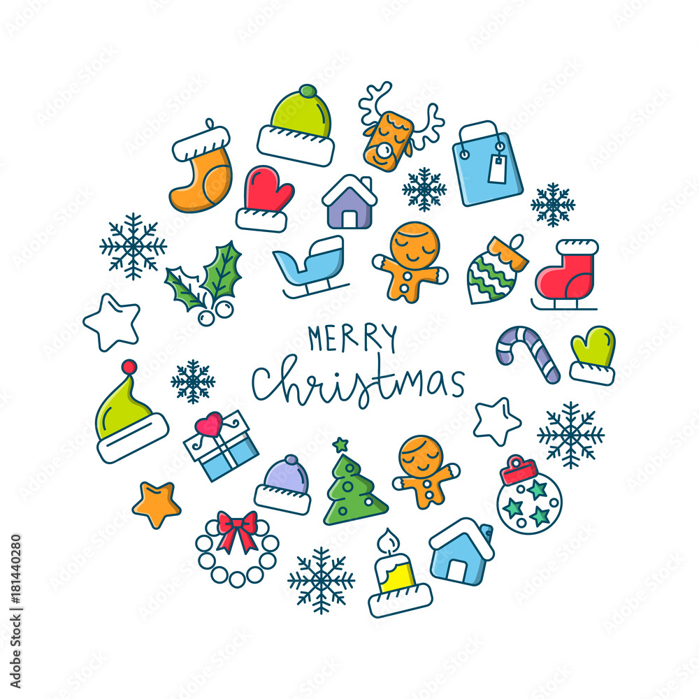 Fototapeta premium Christmas icons