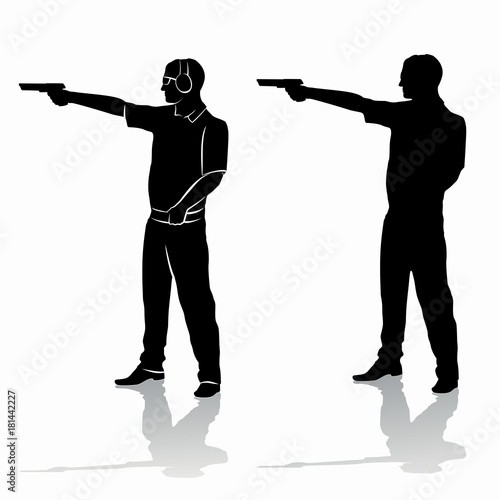 silhouette of a shooter from a gun , vector draw
