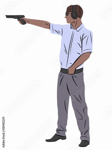 illustration of a shooter from a gun , vector draw