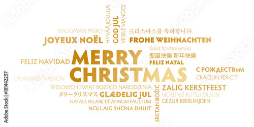 merry christmas greeting card - gold and white