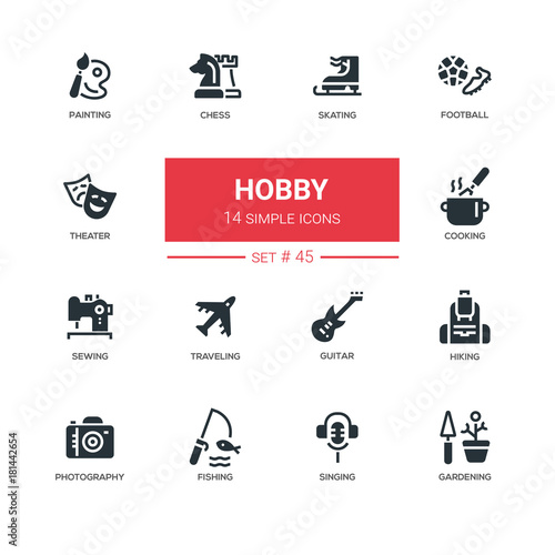 Hobby - line design icons set
