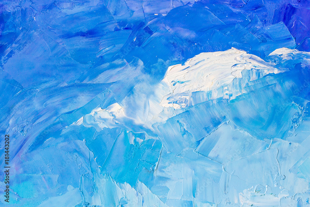 Abstract background texture in blue colours in the form of a cloud in the sky, brush strokes with oil paints on canvas Abstract background texture in blue colours in the form of a cloud in the sky, brush strokes with oil paints on canvas