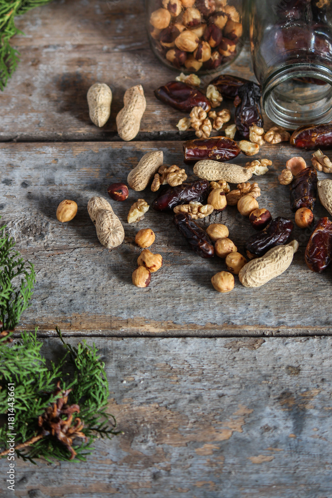 mix of nuts and dates (peanuts, nuts, walnuts, dates, etc.) mix of nuts and dates (peanuts, nuts, walnuts, dates, etc.)