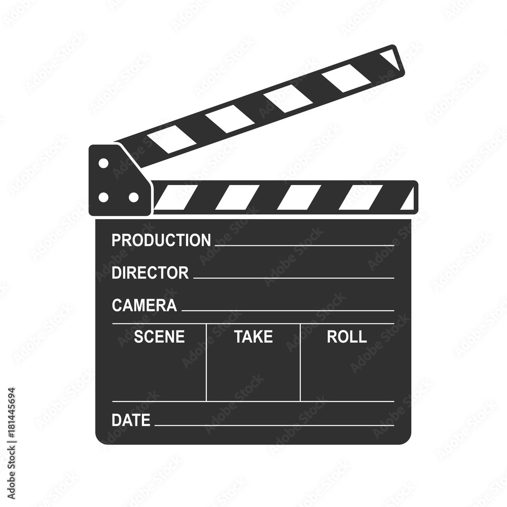 Film clapper board icon isolated on white background. Blank movie clapper cinema vector illustration